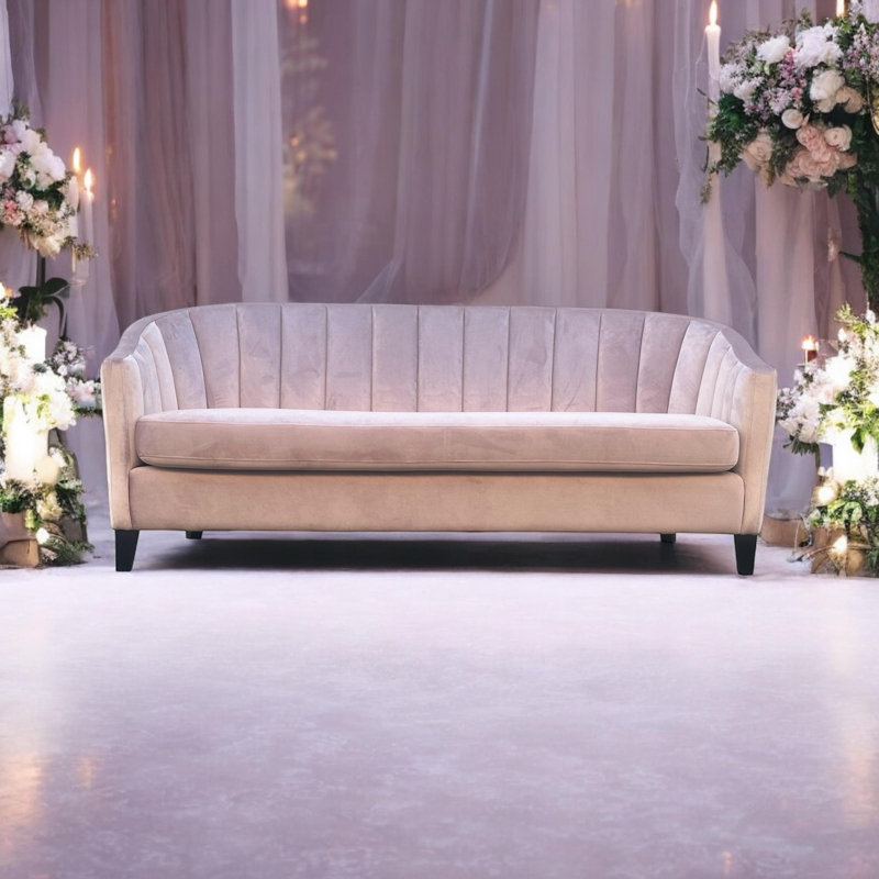 Stylish Velvet 3 Seater Sofa – Comfortable Upholstered Seating for Living Room, Office, Lounge, or Guest Room, Pink Velvet