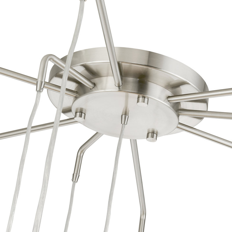 Traneisha 15-Light Dimmable Tiered and Cylinder Chandelier, Brushed Nickel
