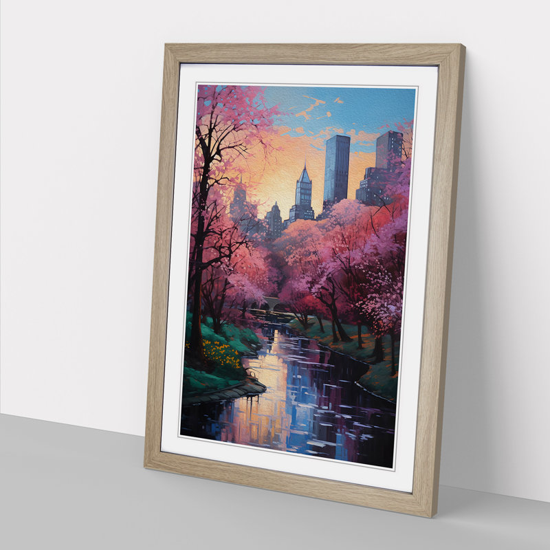 Central Park Informel - Single Picture Frame Print on Wood, Oak Framed, 46cm H x 34cm W x 2cm D