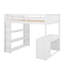 Lit mezzanine double avec tablettes et bureau
