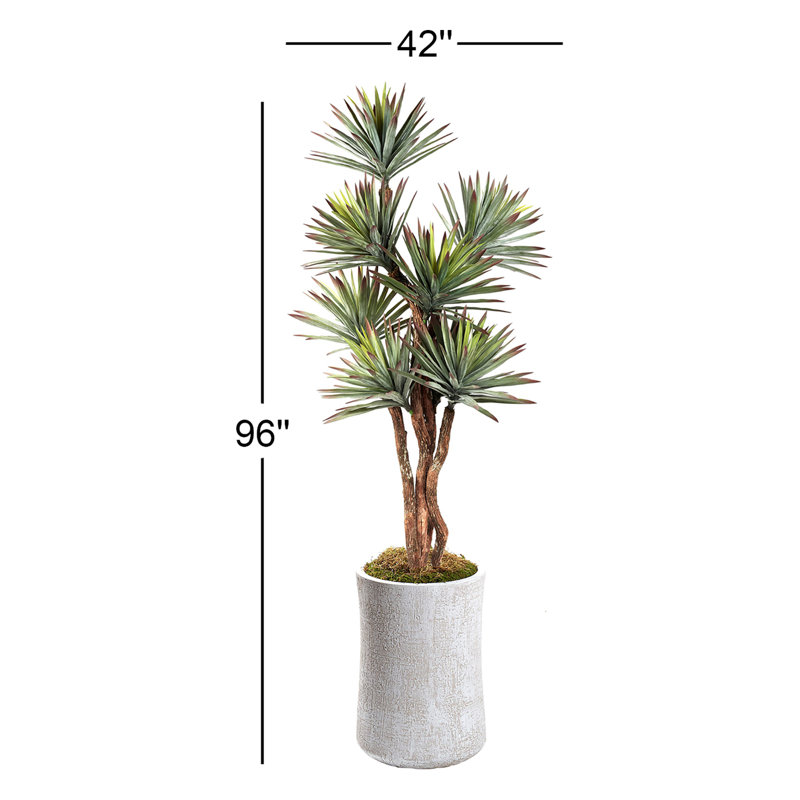 8' Agave Tree in White Weston Planter