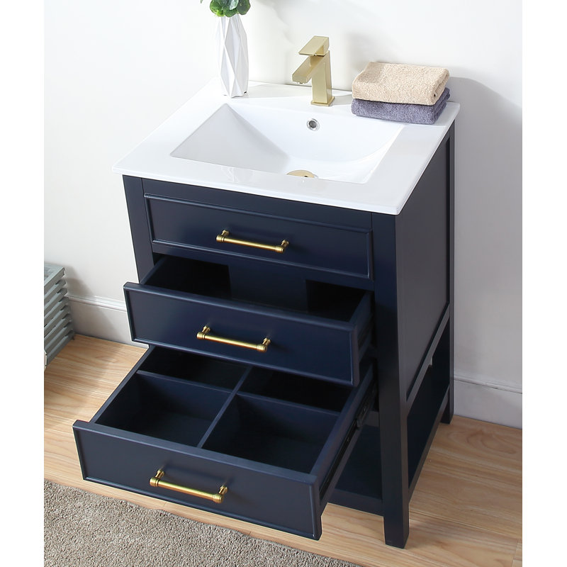 Ensemble de meuble-lavabo pour salle de bain simple 24 po Lauryn, Bleu marine
