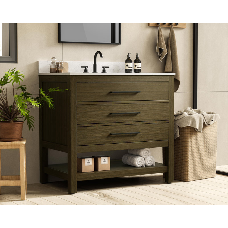 Meuble-lavabo simple 36 po_Moderne_VF60536-BS, Brun châtaigne