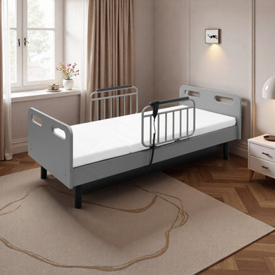Electric Adjustable Hospital Bed For Home Use With Wired Remote Control, Memory Foam Folding Mattress & Safety Side Rails, Home Healthcare Support