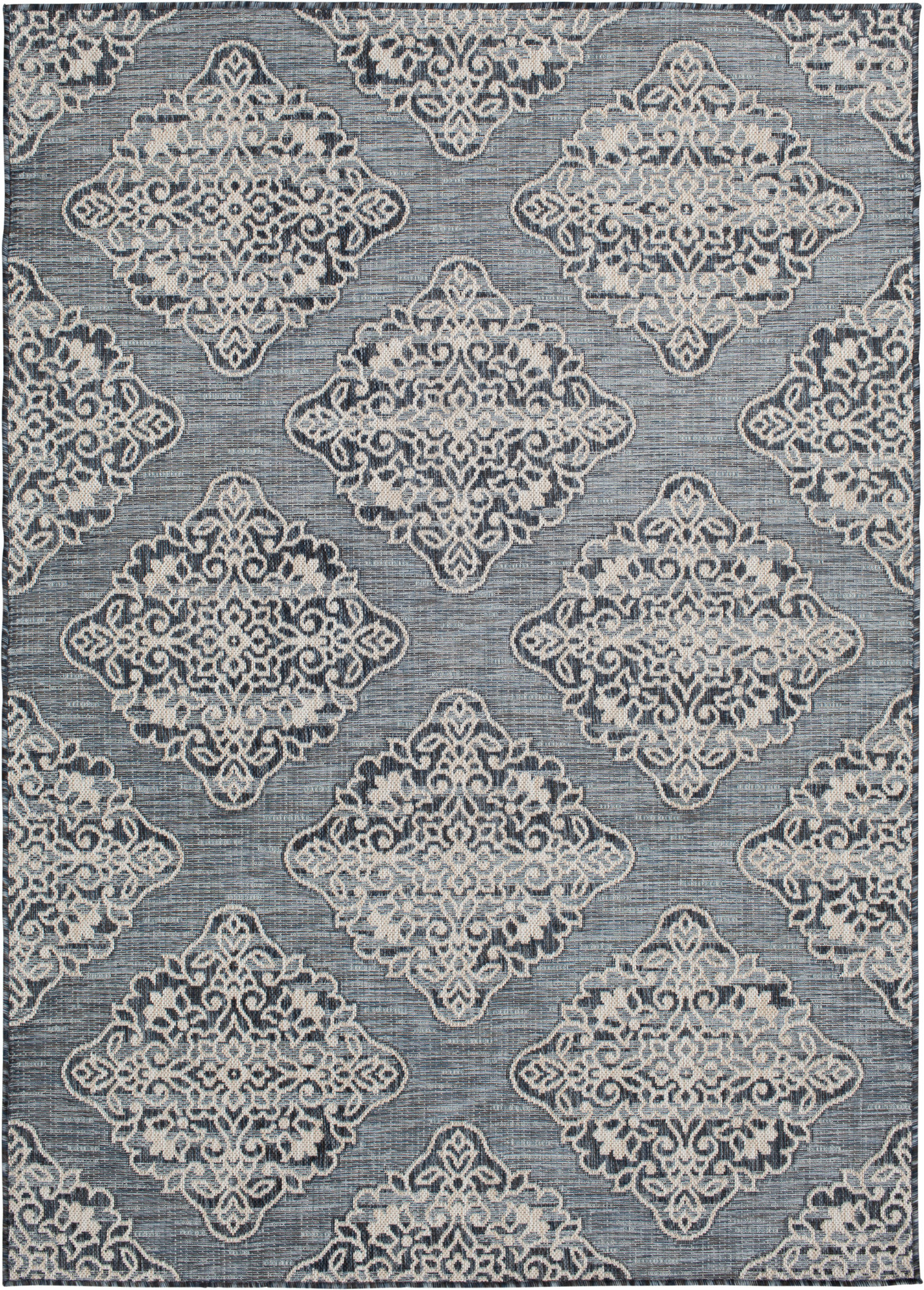 One Allium Way Damask Blue/Grey Indoor / Outdoor Area Rug - Wayfair Canada