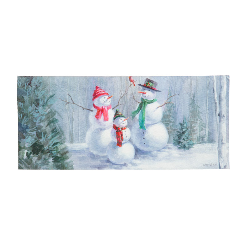 Tapis d'entrée antidérapant Leighland Snowman Family 22 "x 10" Sassafras