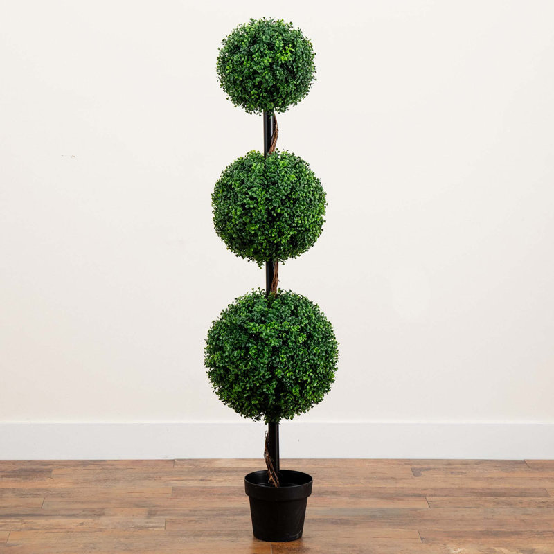 Faux Boxwood Topiary in Pot Liner, 60" H x 14" W x 14" D