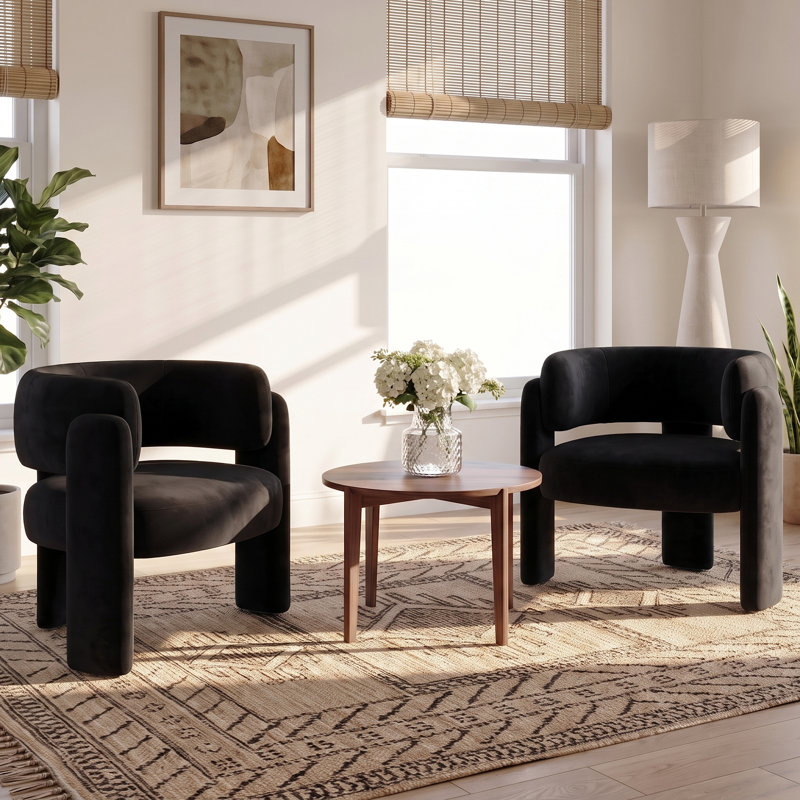 Fauteuil d'appoint demi-tonneau 33 po, Noir, noir, noir, noir