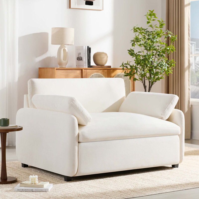 Oversized Chenille Single Sofa Chair with Pillows, Green Chenille
