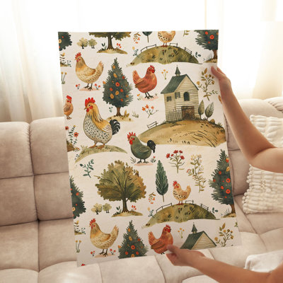 «Landscape and Nature Farmhouse Chickens I Farmhouse», reproduction d'art non encadrée
