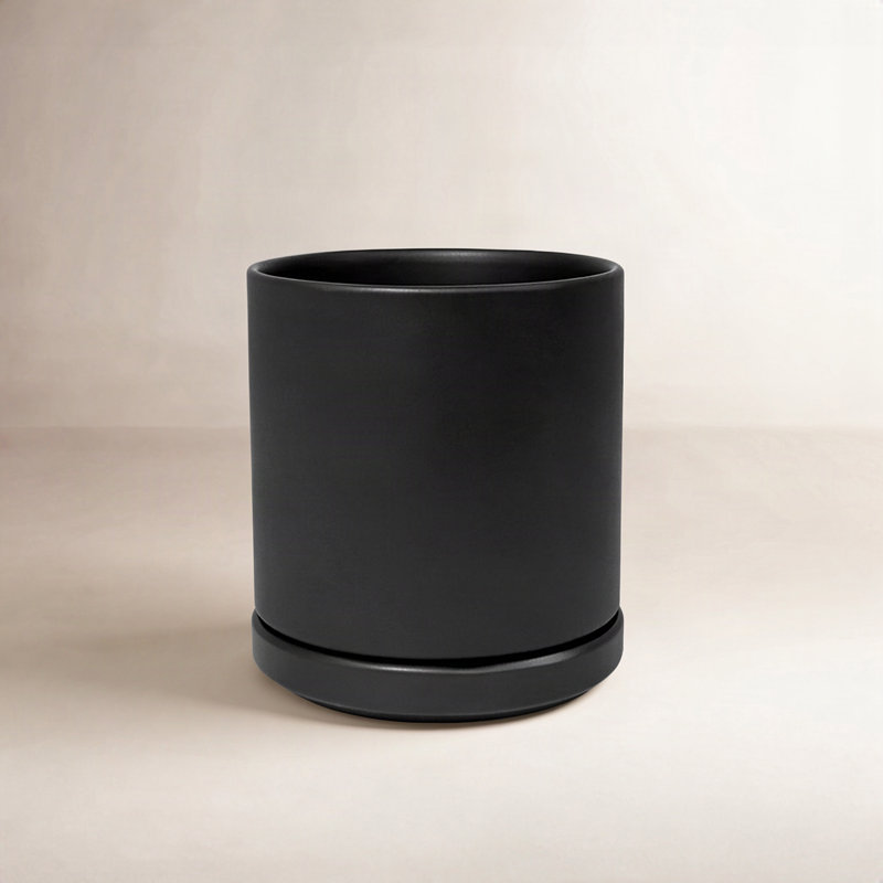 Cheryl Handmade Ceramic Pot Planter, Black, 9.75" H x 10.5" W x 10.5" D