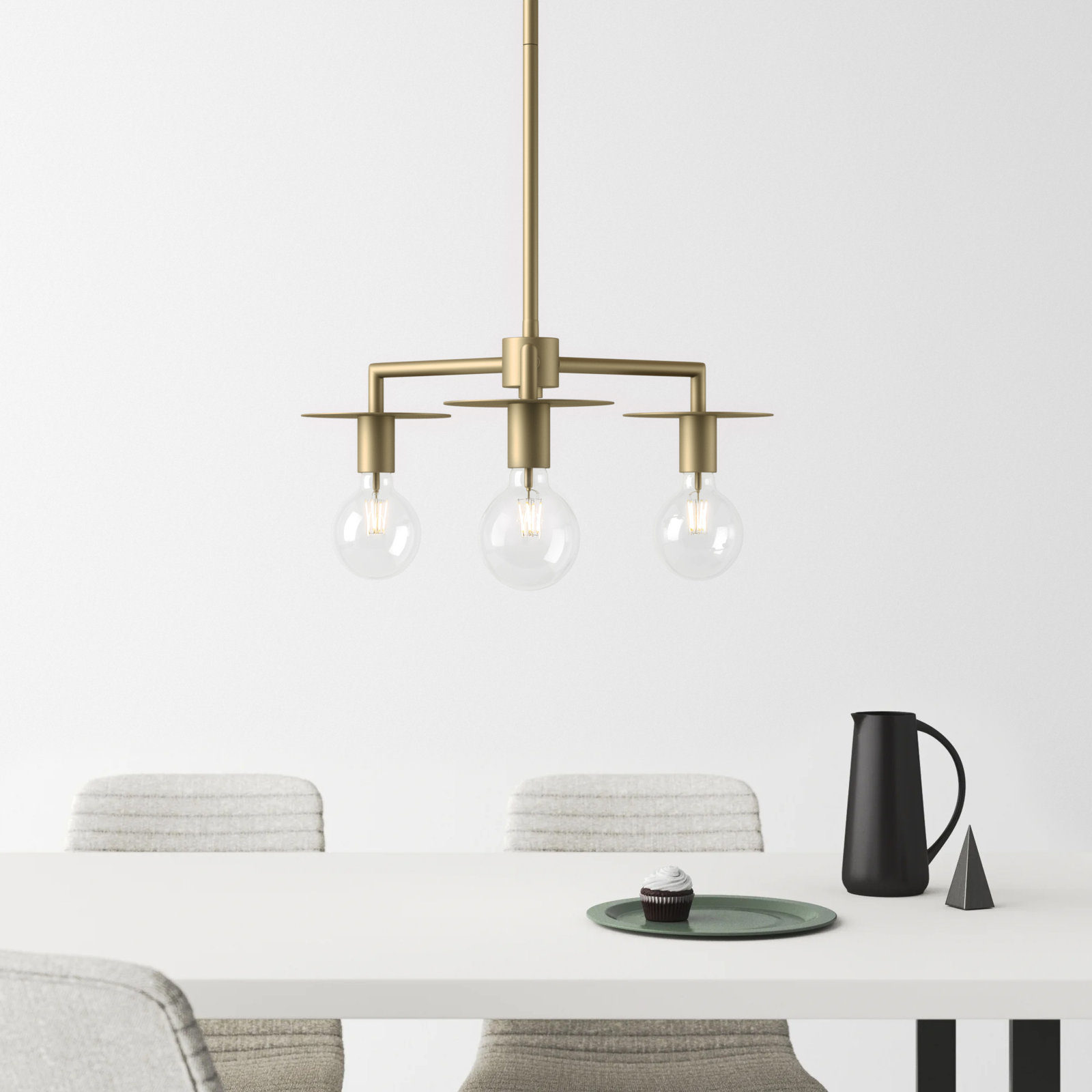 Sawvel 3 - Light Dimmable Sputnik Chandelier, Vintage Brass