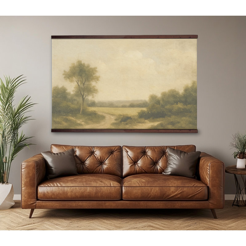 Tapisserie de paysage rétro pastorale - scène de campagne sereine, H 45 po x l 73 po