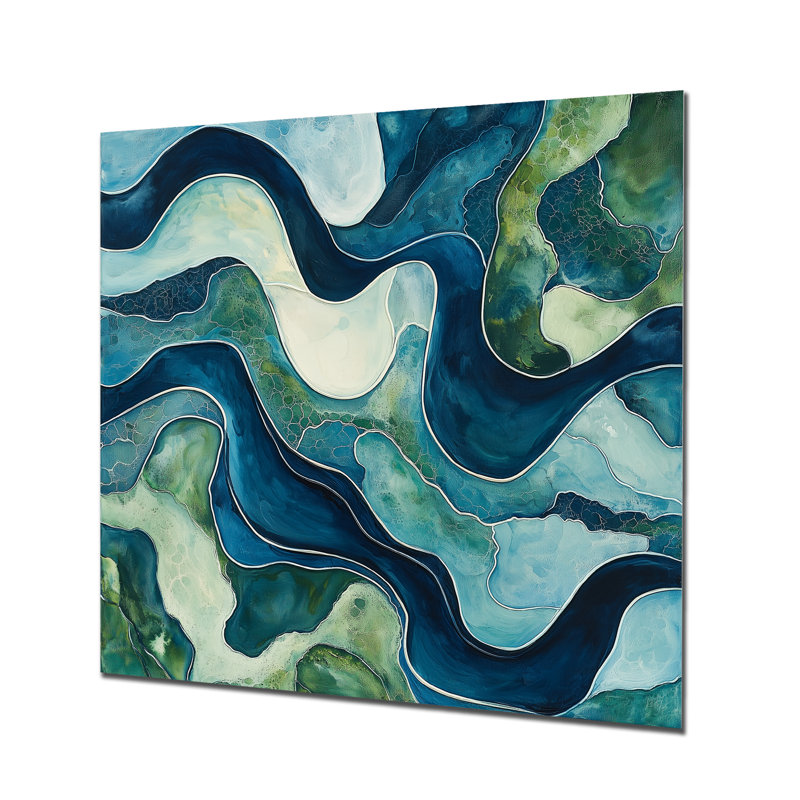 Rubans Marée Profonde - Décoration Murale en Métal Vagues Abstraites, H 30 po x l 30 po