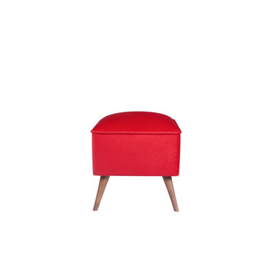 Élégant pouf rouge avec cadre en bois de sapin massif, 16,1 po x 17,3 po x 16,1 po | Tissu 100% polyester facile à nettoyer, mousse 32% pour plus de confort | Décoration parfaite pour le salon, la chambre à coucher ou le bureau