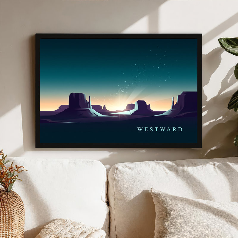 «Westward Desert Mesa Silhouette Against Starry Sky», art mural sur toile, H 24 po x l 36 po