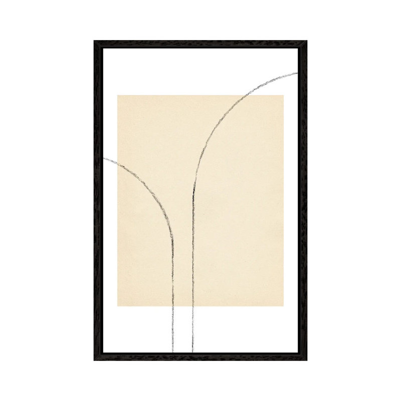 Minimalist Neutral Line Art III by Whales Way - Painting on Canvas, 101.6cm H x 66.04cm W x 3.81cm D, Black Framed