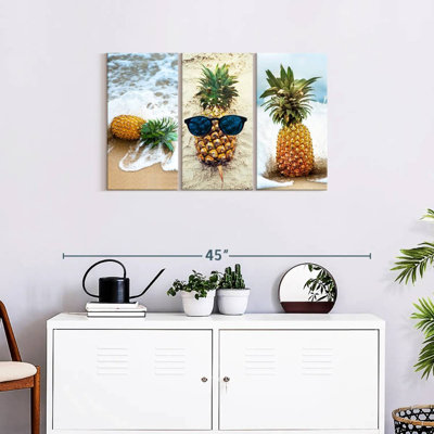 Ensemble de 3 pièces d'ananas sur toile