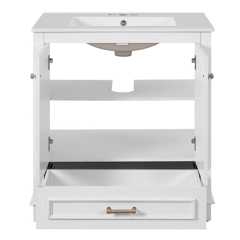 Meuble-lavabo 30 po avec lavabo en céramique, Blanc