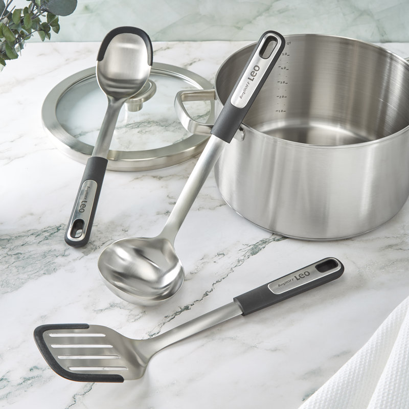 Graphite Stainless Steel 3-Piece Utensil Set with Silicone Heads