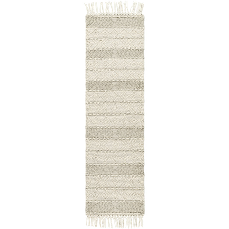 Tapis tissé à plat à motif géométrique Anelisse - beige / taupe, Rond 5 pi