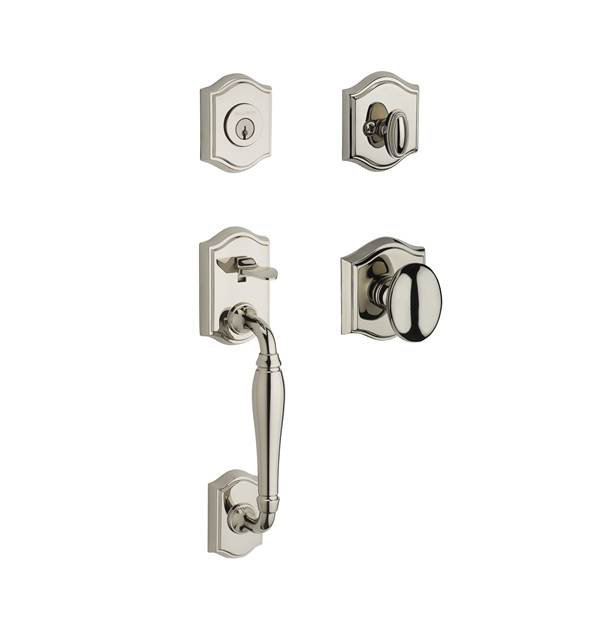 Westcliff Handleset with Single Cylinder Deadbolt and Door Knob and Rosette Baldwin 