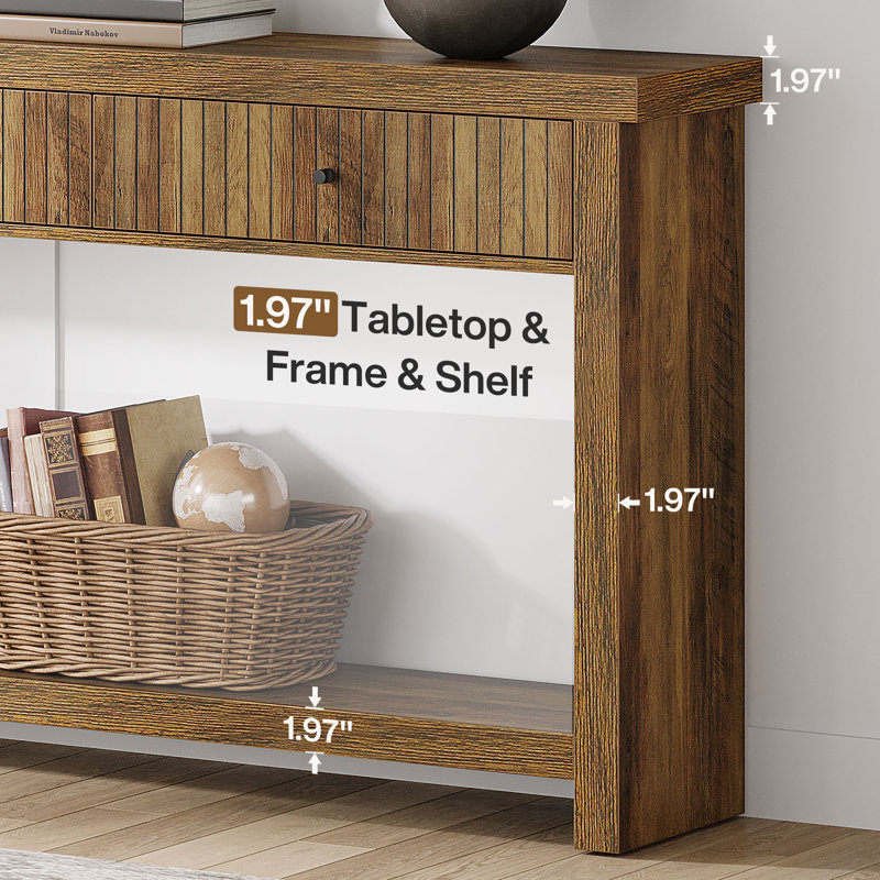 70.9 Inch Wood Console Table, Brown