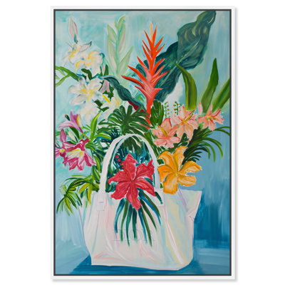 Art Remedy, sac à fleurs tropicales encadré de fleurs dans un vase 55517