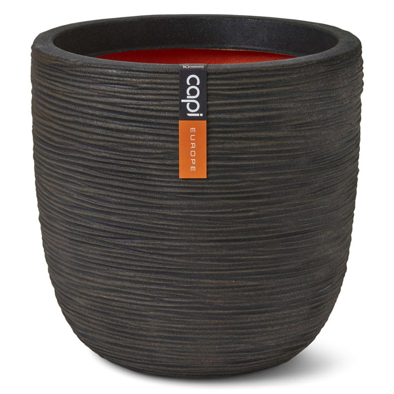 Capi Egg Planter Nature Rib, 52 cm H x 54 cm W x 54 cm D, Brown