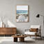 Art mural en bois, promenade en bois vers l'océan turquoise et sable blanc-195966033