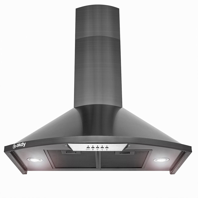 30-in 343-CFM Convertible Black Stainless Steel Wall-Mounted Range Hood