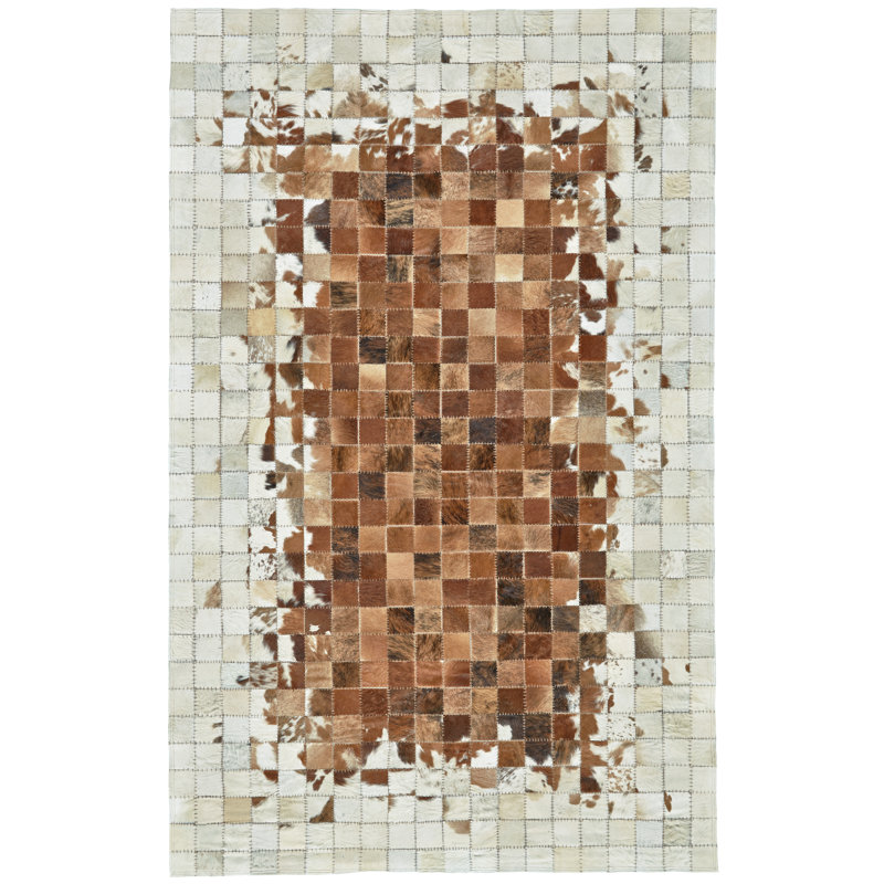 Adans Cowhide Geometric Indoor Rug, Rectangle 6' x 9'
