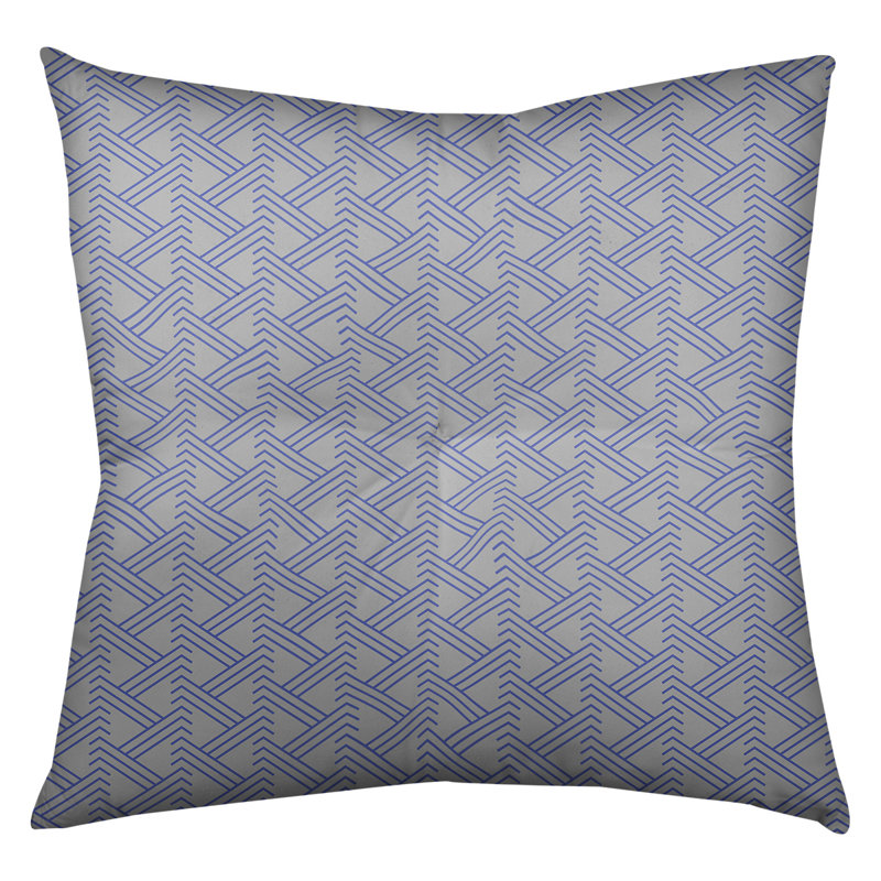 Coussin de sol zig zag classique, 26 po x 26 po, Gris/bleu