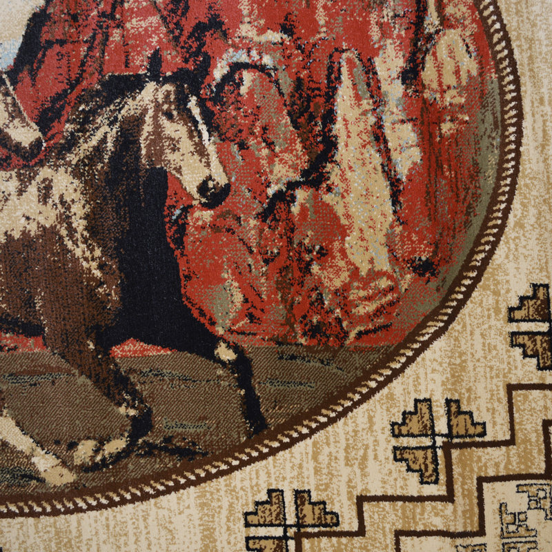 Tapis beige Weitzei Southwestern, Rectangle 2 pi 3 po x 3 pi 3 po