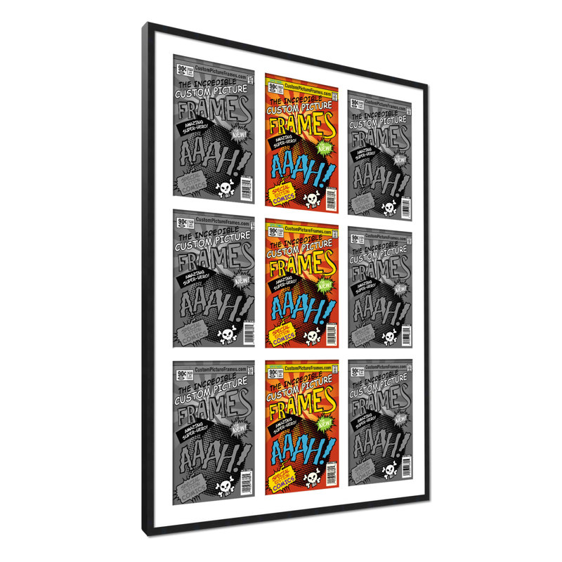 Wood Picture Frame with Mat, Black/White, 7.25" x 10.5", 29" x 38.5"