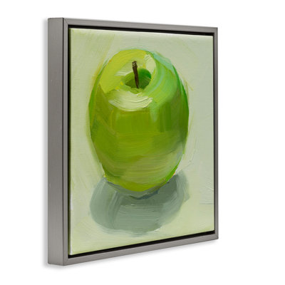 Juicy Green Apple Framed Floater Canvas Wall Art by Jenny Westenhofer