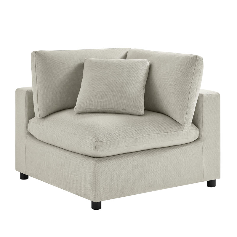 Jazzmyne Corner Wedge Chair, Beige Polyester