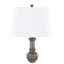 Lampe sur pied contemporaine 61 "avec base en polyrésine gris acide et abat-jour en lin blanc
