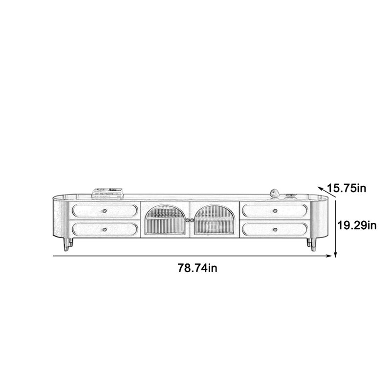 Meuble télé en bois massif pour un grand rangement, L 78,74 po