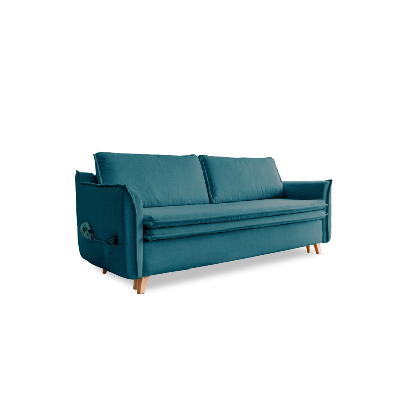 Charming Charlie 3 Seater Sofa Bed, Teal Linen