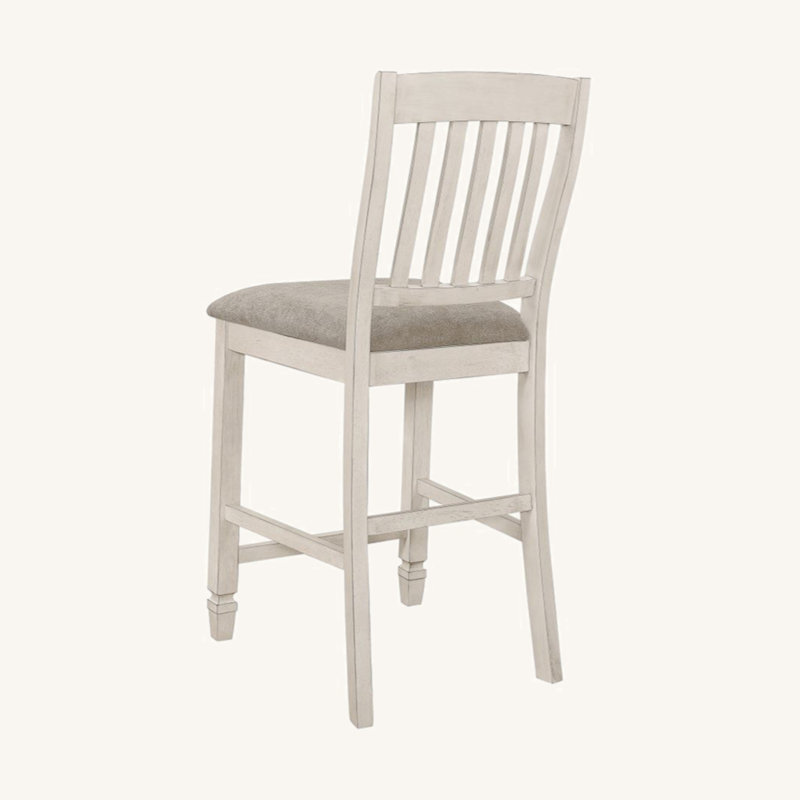 Set Of 2 Slat Back Counter Height Chair, Fossil And Rustic Cream