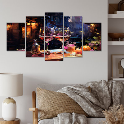  «Curve Elegant Bourgogne Wine - Wine Multipanel Wall Art Canvas