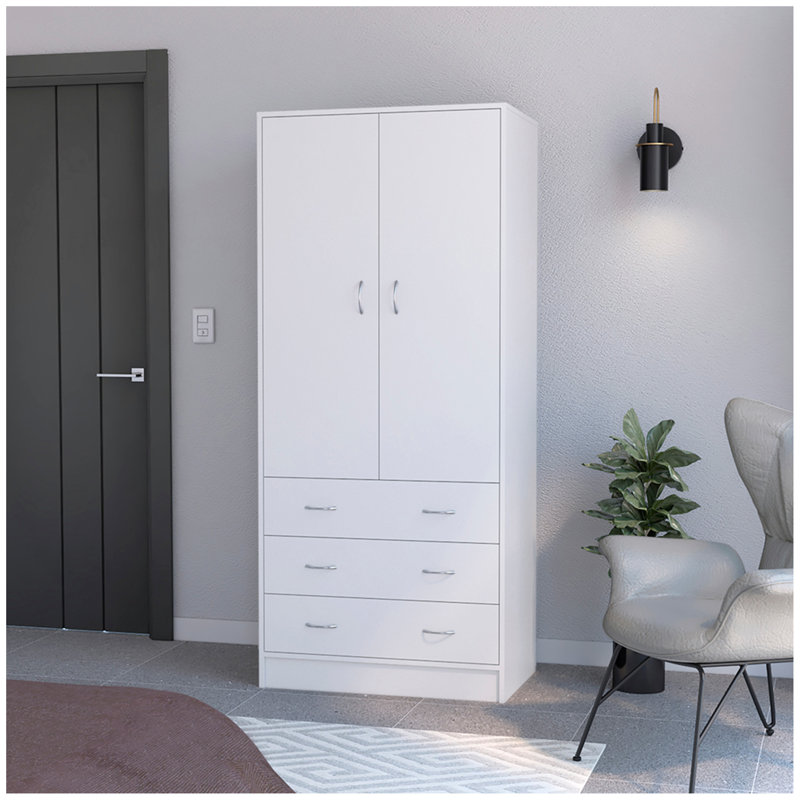 Armoire Ramey, chambre à coucher, noir, Blanc