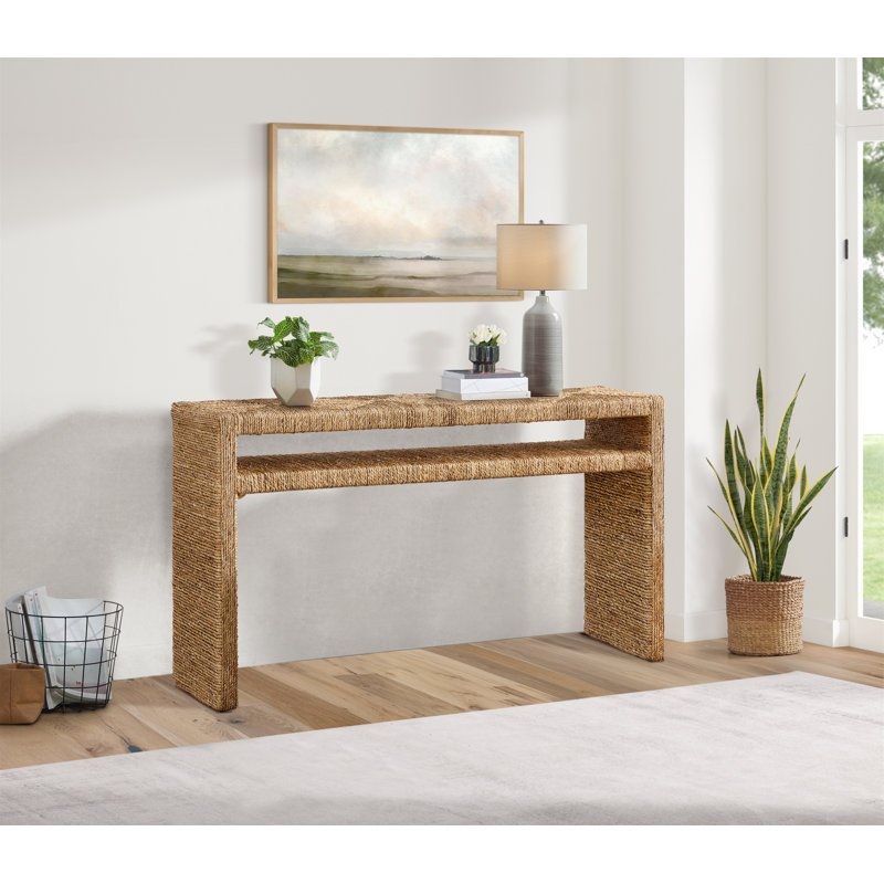 Claybrook Natural Rectangular Sofa Console Table With Storage