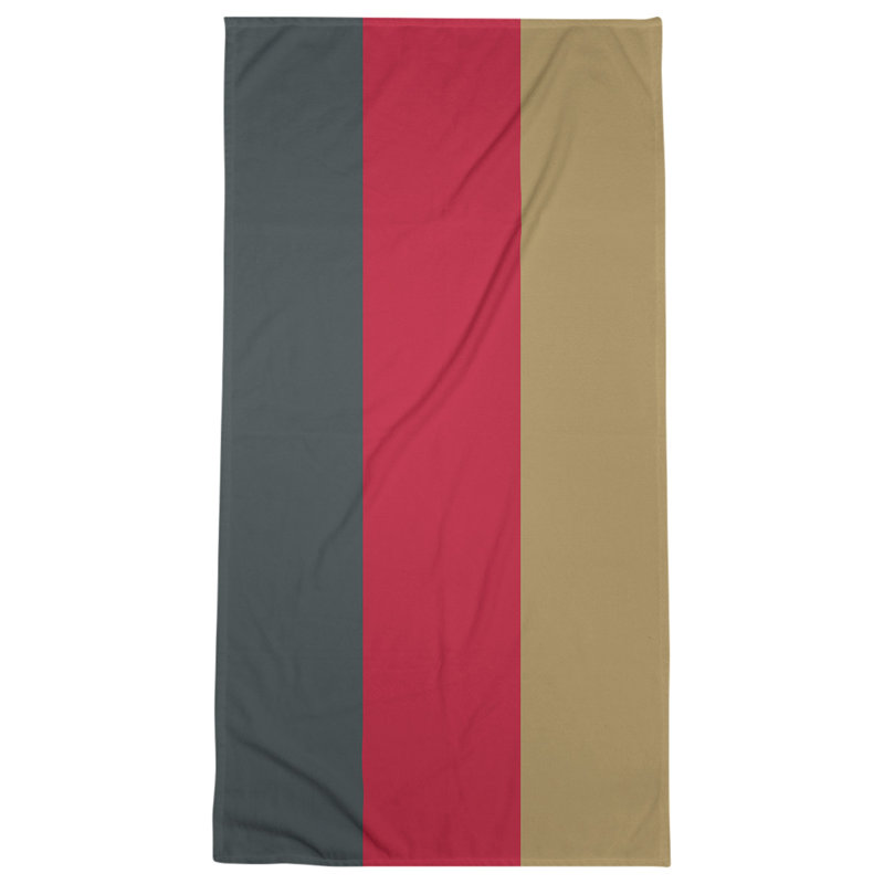 Lightweight Bath Towel, Steel Gray/Red/Gold, Microfiber