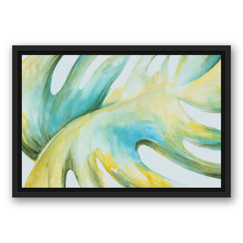 Feuille de palmier vif encadrée sur toile, L 19,75 po x H 13,75 po
