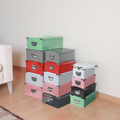 Rectangle Nesting Boxes Top Lid Glossy Set Of 14
