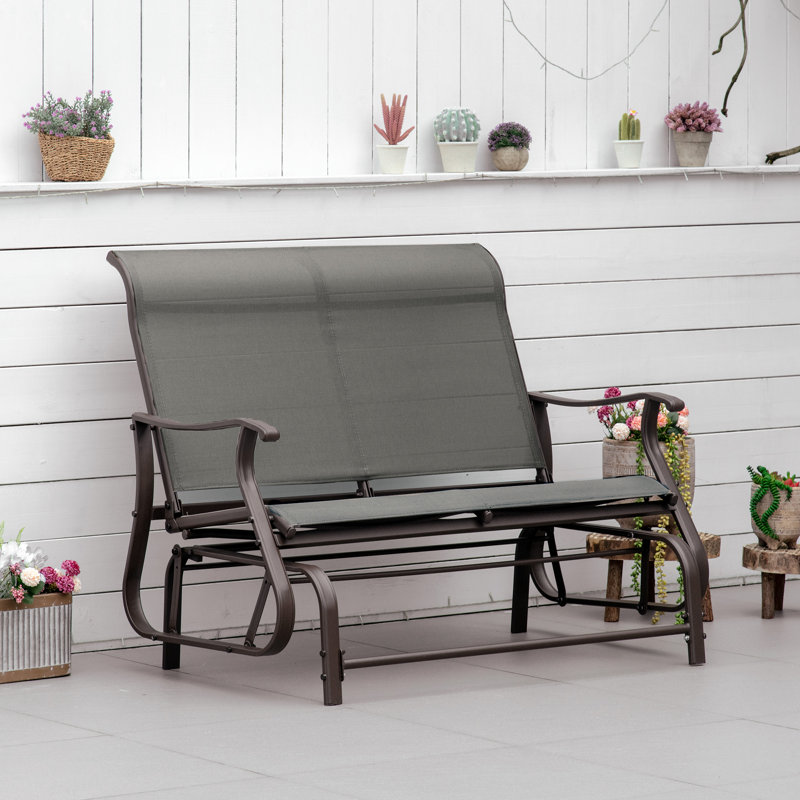 Chaise berçante d'extérieur en métal, Gris