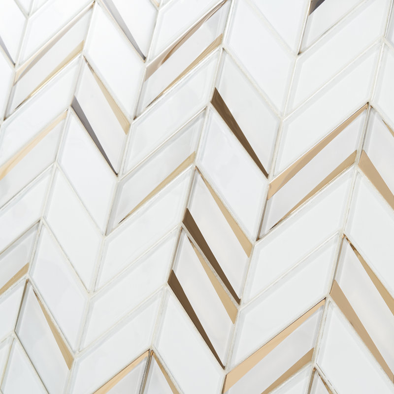 Bond Tile Mogo 2" x 5" Herringbone Mosaic Wall Tile, Roma