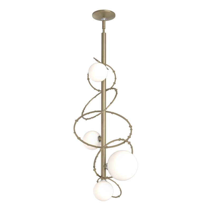 Olympus Vertical Pendant - Opal Glass, Soft Gold